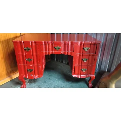 Red vintage desk with drawers